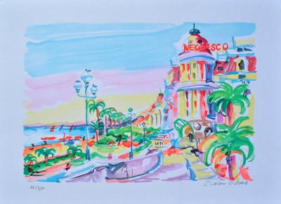 Olivier ZLADKU : Nice le Negresco , Lithographie originale signée 2