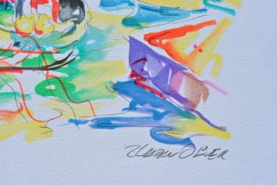 Olivier ZLADKU : Bâteaux de pêche à Cassis , Lithographie originale signée 2