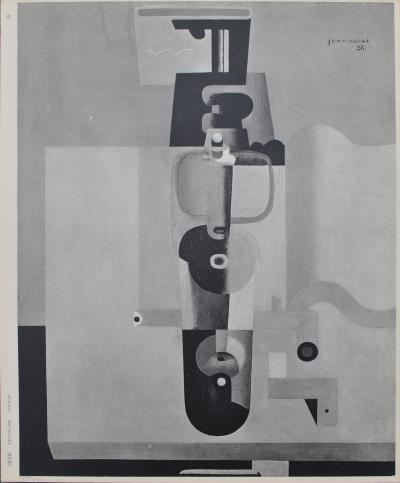 LE CORBUSIER : Nature morte Bouteille et livre , héliogravure signée, 1938 2
