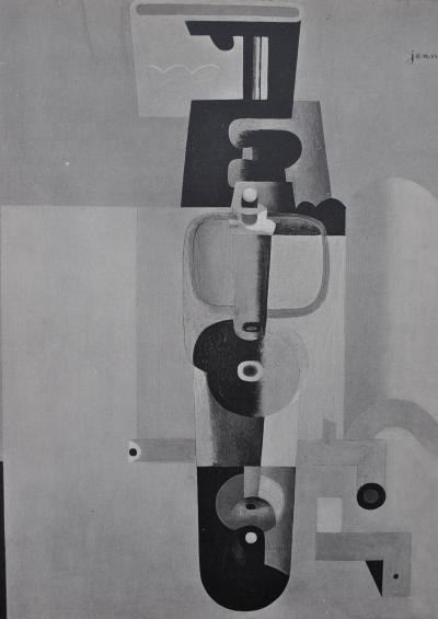 LE CORBUSIER : Nature morte Bouteille et livre , héliogravure signée, 1938 2