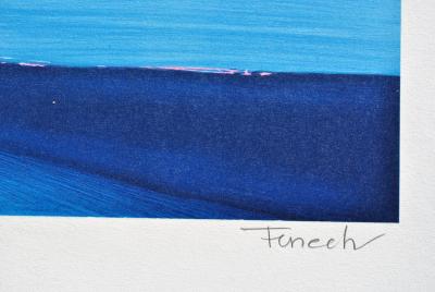 Serge FENECH : Bouquet fleuri face à la Méditerranée, Lithographie originale signée 2