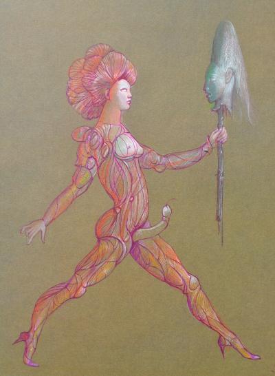Léonor FINI : Vainqueur et vaincu, Héliogravure signée, 1980 2