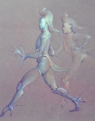 Léonor FINI : La fuite des amoureux, Héliogravure signée, 1980 2