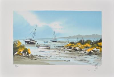 Stéphane LAURO : Marée basse en été, Lithographie originale signée 2