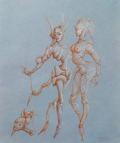 Léonor FINI : Couple Surréaliste , Héliogravure signée, 1980 2