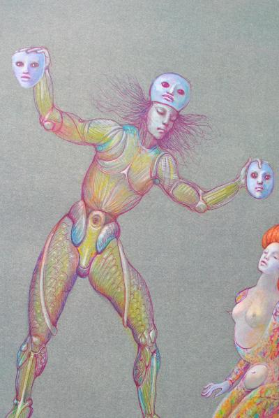 Léonor FINI : Jeu de masques, Héliogravure signée, 1980 2