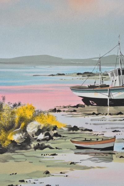 Stéphane LAURO : Petit bateau de pêche breton, Lithographie originale signée 2