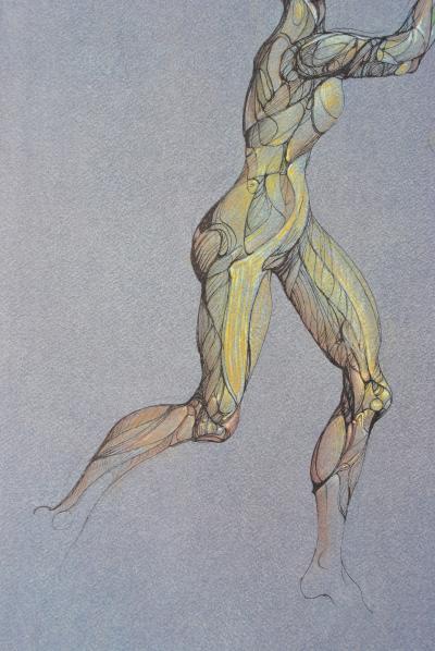 Léonor FINI : Beautée couronnée de fleurs, Héliogravure signée, 1980 2