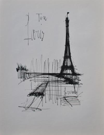 Bernard BUFFET : Ton Paris, Gravure originale signée