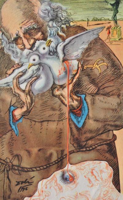 Salvador DALI : Les deux pigeons, Estampe signée, 1948 2