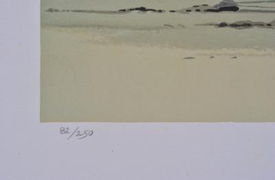 Stéphane LAURO : Petites barques à marée basse, Lithographie originale signée 2