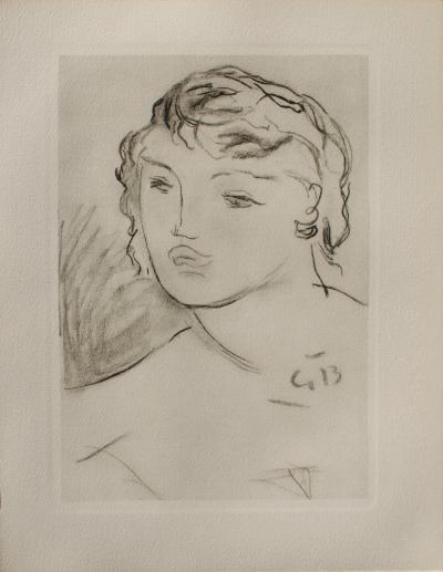 Georges BRAQUE : Portrait de femme, Héliogravure, 1950 2