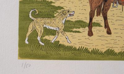 Vincent HADDELSEY : Le cavalier mongol, Lithographie originale signée 2