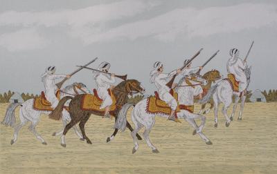 Vincent HADDELSEY: Arab Horsemen, Original Signed Lithograph 2