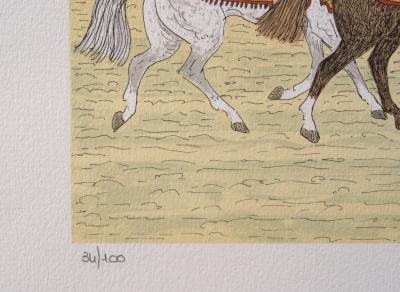 Vincent HADDELSEY: Arab Horsemen, Original Signed Lithograph 2