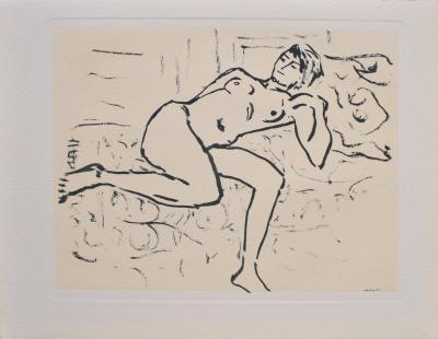 Albert MARQUET : Nu couché , Gravure signée