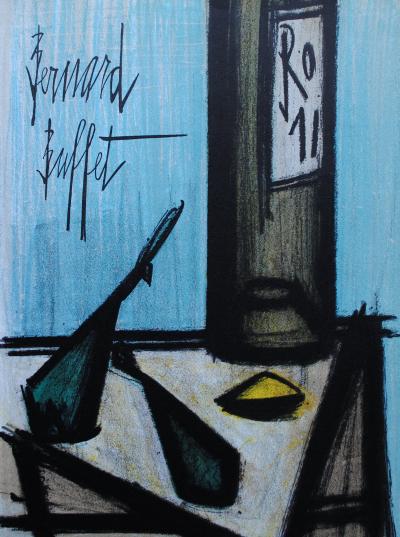 Bernard BUFFET : Nature morte à la bouteille, Lithographie originale signée, 1967, MOURLOT 2