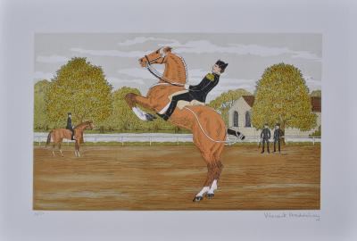 Vincent HADDELSEY : Cavalier à Saumur, Lithographie originale signée 2
