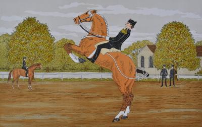 Vincent HADDELSEY : Cavalier à Saumur, Lithographie originale signée 2