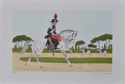 Vincent HADDELSEY : Garde républicain, Lithographie originale signée 2