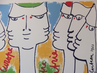 Jean COCTEAU : Europe - Décision difficile, Lithographie signée 2