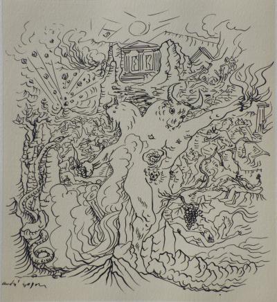 André MASSON : La Grèce tragique, Gravure signée, 1951 2