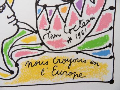 Jean COCTEAU : Europe - le temps de la cohésion, Lithographie signée 2