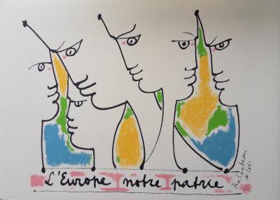Jean COCTEAU : Europe - pluralité des nations, Lithographie signée 2