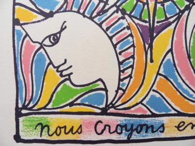 Jean COCTEAU : Europe - la méfiance, Lithographie signée 2