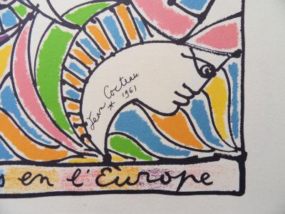 Jean COCTEAU : Europe - la méfiance, Lithographie signée 2