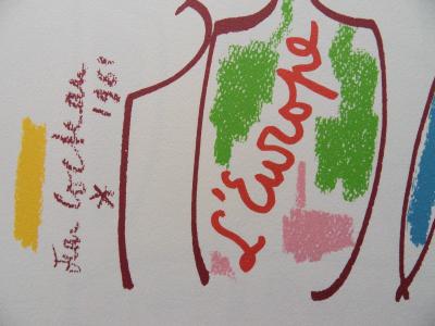 Jean COCTEAU : Europe - le temps de la réflexion, Lithographie signée 2