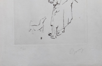 Pierre BONNARD - La vieille femme, l’enfant et le basset, 1927 - Gravure originale pointe sèche signée 2