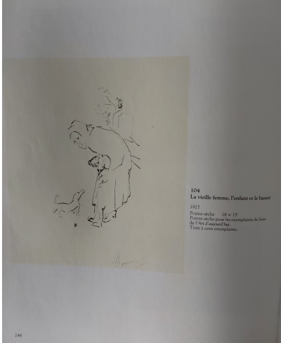 Pierre BONNARD - La vieille femme, l’enfant et le basset, 1927 - Gravure originale pointe sèche signée 2
