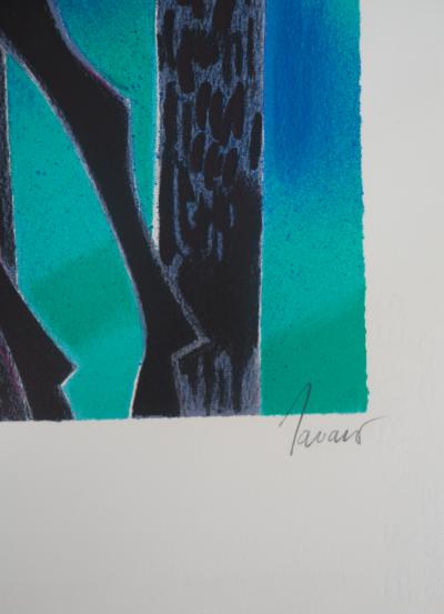 Albert ZAVARO : Les chevaux noirs - Lithographie originale signée 2