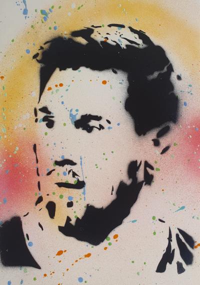 SPACO - Lionel Messi pochoir , 2024 - peinture pop street art 2