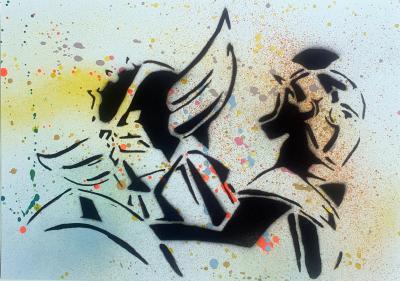 SPACO - Goldorak actarius pochoir , 2025 - Peinture pop street art 2