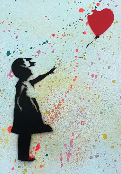SPACO - Girl Banksy pochoir, 2025 - Peinture pop street art 2