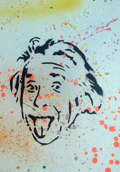 SPACO - Albert Einstein pochoir, 2025 - Peinture pop street art 2
