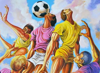 Ernie BARNES : Football (Effort), SERIGRAPHIE signée, 1999 2
