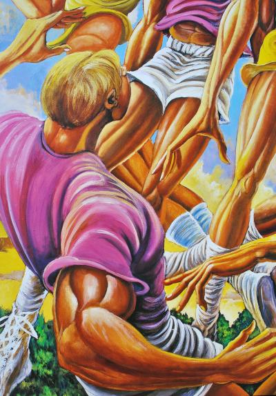 Ernie BARNES : Football (Effort), SERIGRAPHIE signée, 1999 2