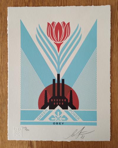 Shepard FAIREY (Obey) - Green Power Factory (Letterpress) - Impression typographique 2