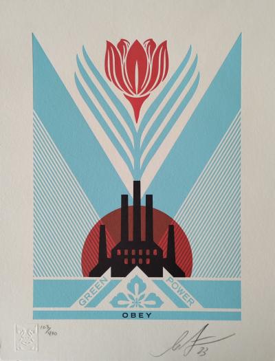 Shepard FAIREY (Obey) - Green Power Factory (Letterpress) - Impression typographique 2