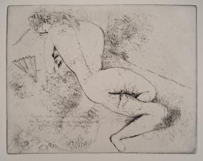Marc CHAGALL : Grand nu à l’éventail, Gravure originale 1924 2