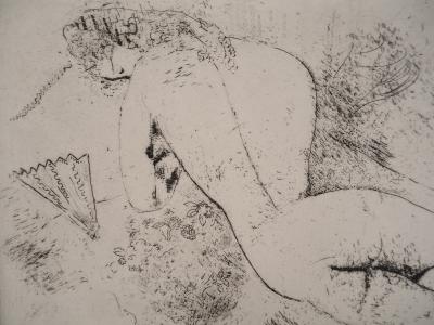 Marc CHAGALL : Grand nu à l’éventail, Gravure originale 1924 2