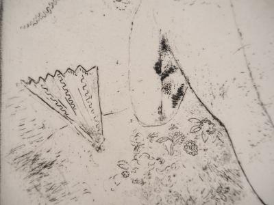 Marc CHAGALL : Grand nu à l’éventail, Gravure originale 1924 2