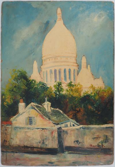 Elisée Maclet : Montmartre, la maison de la belle Gabrielle, vers 1930 - Huile sur panneau Signée 2