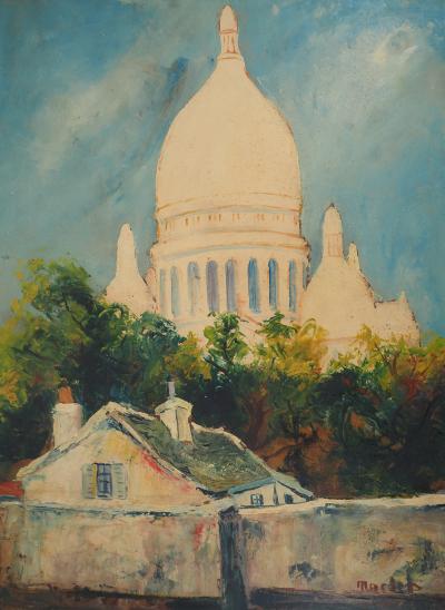 Elisée Maclet : Montmartre, la maison de la belle Gabrielle, vers 1930 - Huile sur panneau Signée 2