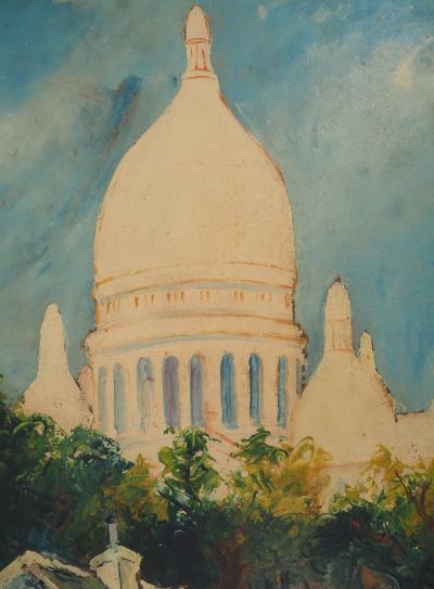 Elisée Maclet : Montmartre, la maison de la belle Gabrielle, vers 1930 - Huile sur panneau Signée 2