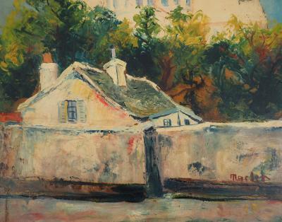 Elisée Maclet : Montmartre, la maison de la belle Gabrielle, vers 1930 - Huile sur panneau Signée 2