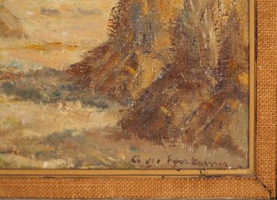 André DES FONTAINES : La moisson, Huile sur toile Signée 2